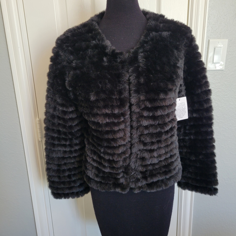 Luxurious Black Faux Fur Jacket
